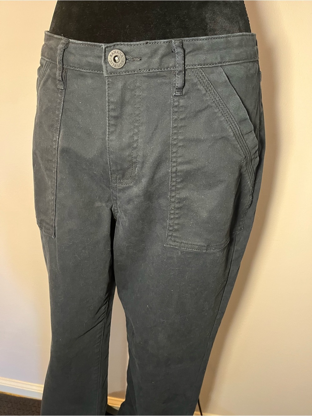 Banana Republic High Rise Twill Pants, 10, Navy, patch pockets